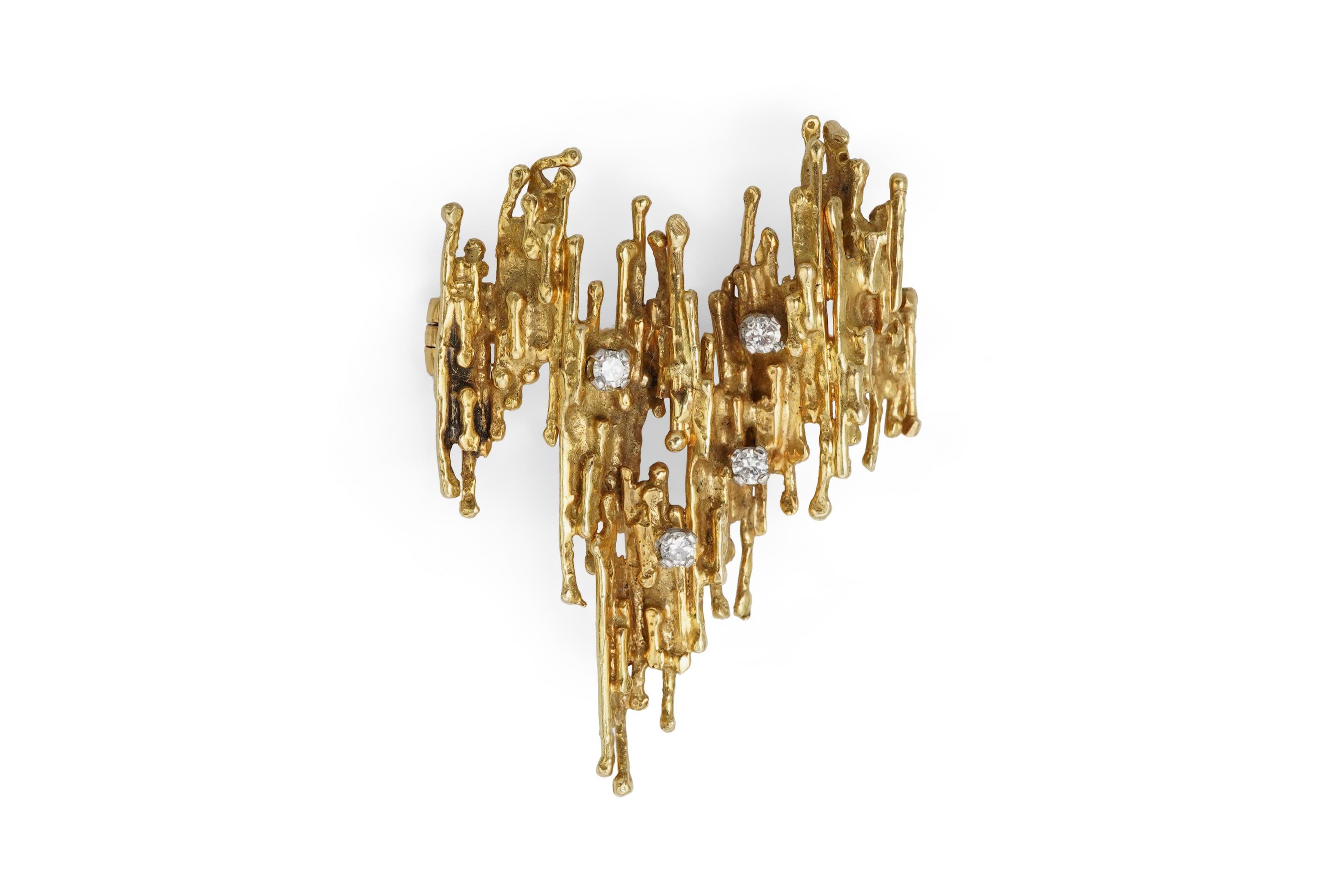 A gold and diamond brooch, 1970s